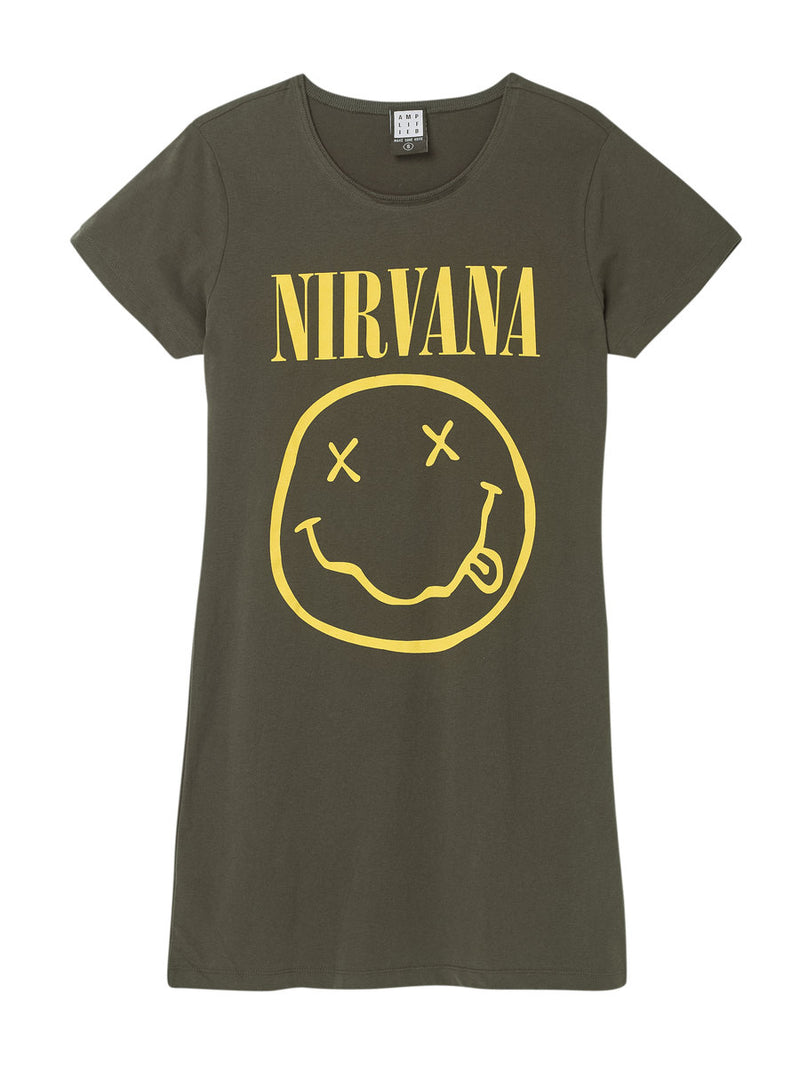Amplified Nirvana Smiley T-Shirt Dress - Merch Rocks