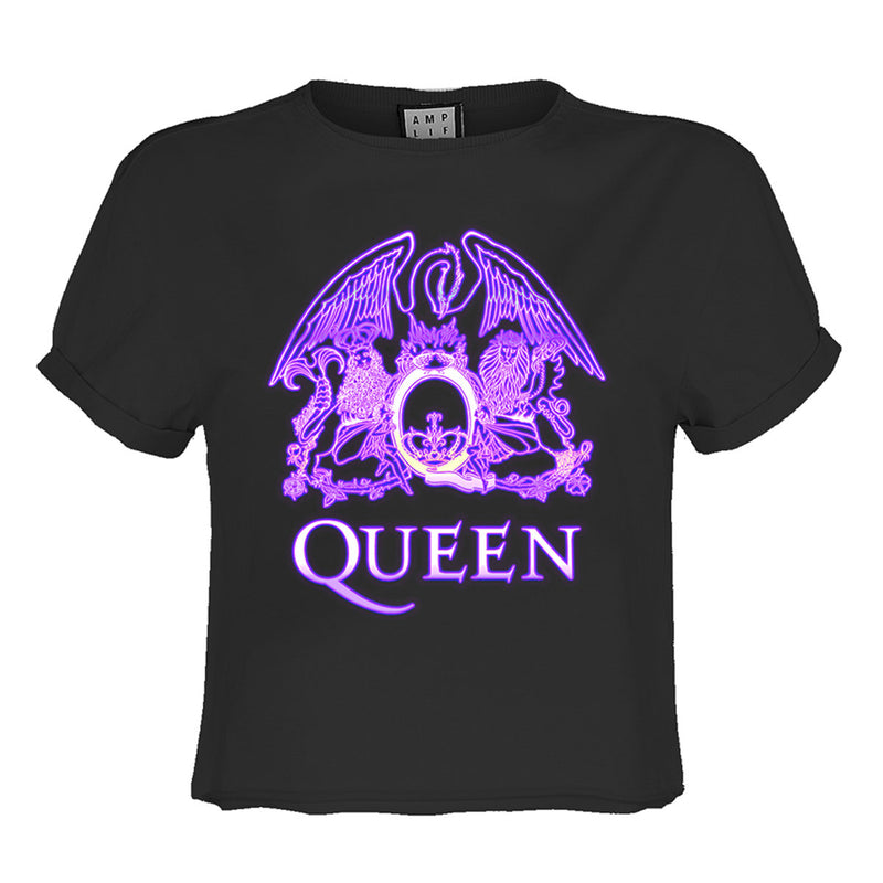 Amplified Queen Neon Sign Crop Top - Merch Rocks