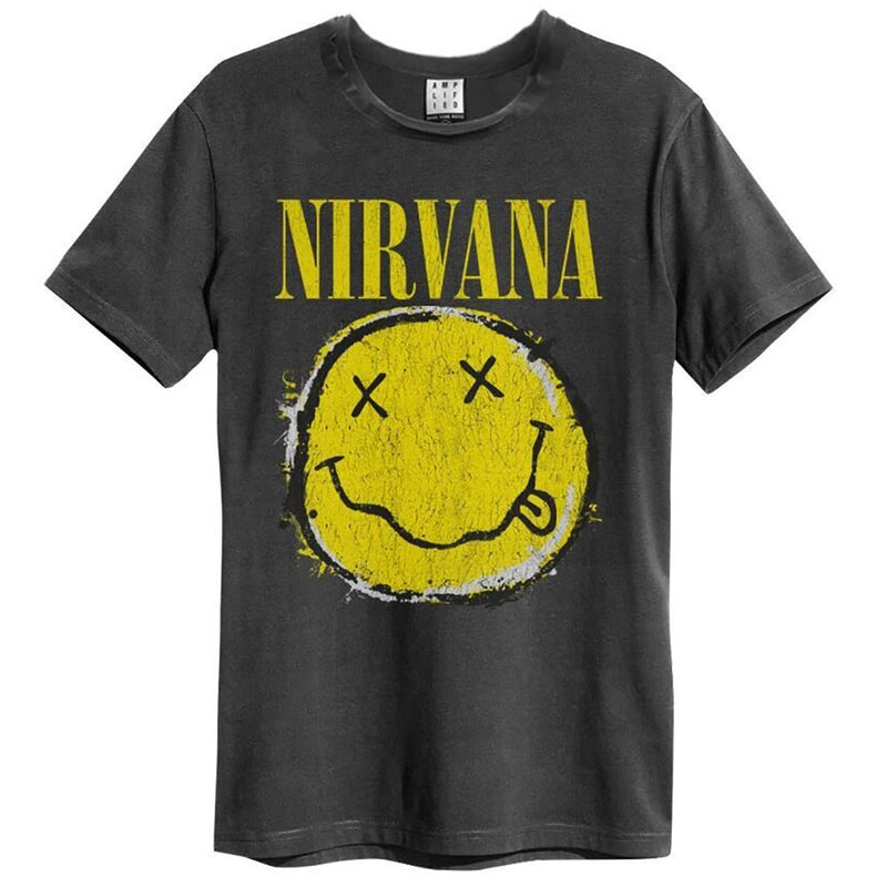 Amplified Nirvana Worn Out Smiley T-Shirt - Merch Rocks